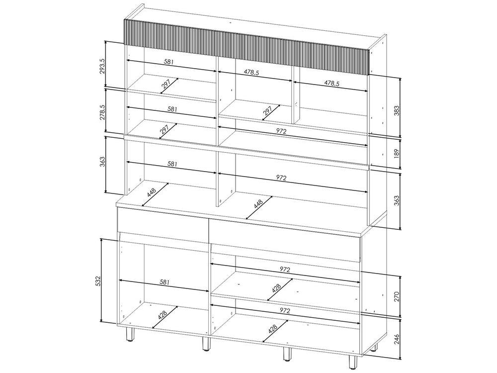Armário de Cozinha Compacta Nesher Realeza com Balcão 100% MDF 5 Portas 2 Gavetas - 3