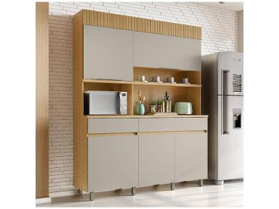 Armário de Cozinha Compacta Nesher Realeza com Balcão 100% MDF 5 Portas 2 Gavetas