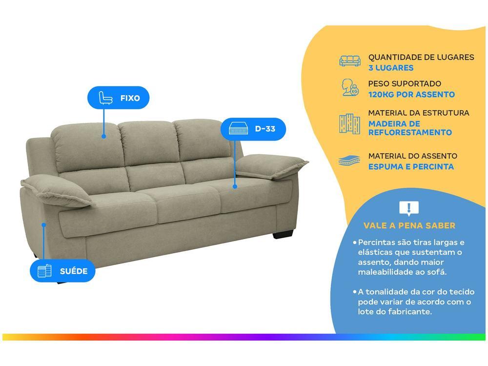 Sofá 3 Lugares Suede Carmel Linoforte - 2