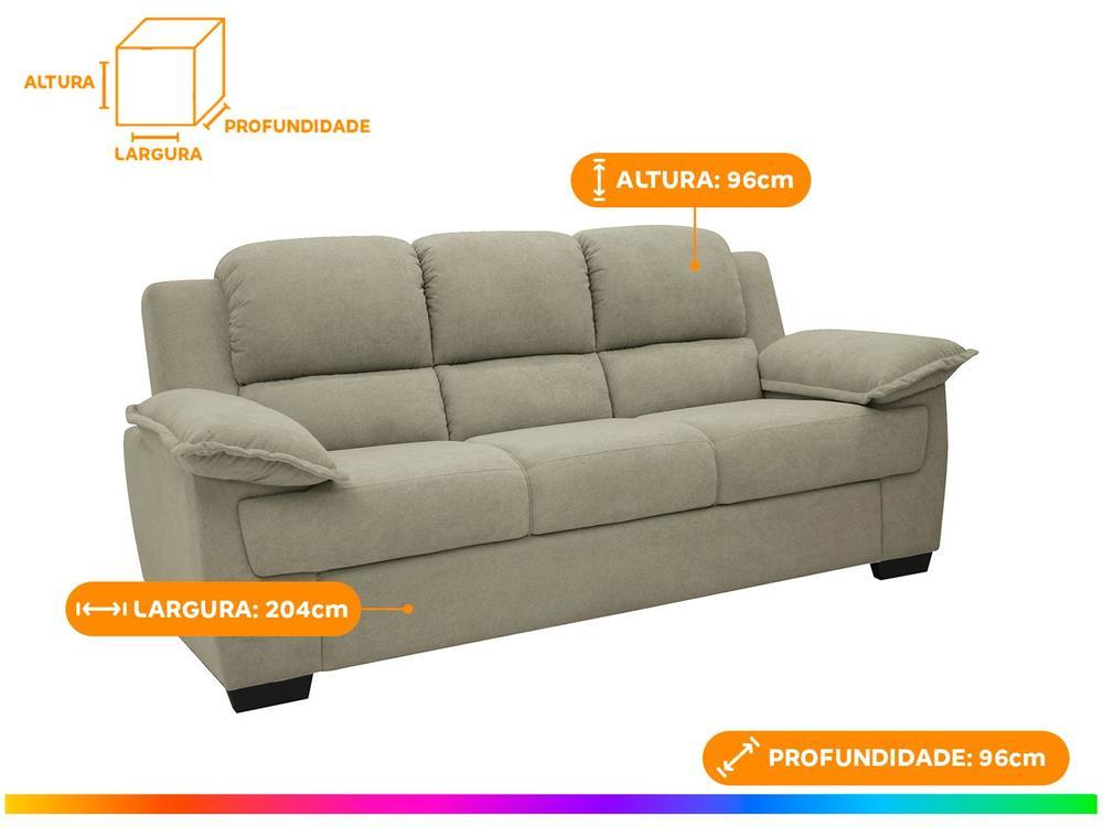 Sofá 3 Lugares Suede Carmel Linoforte - 4