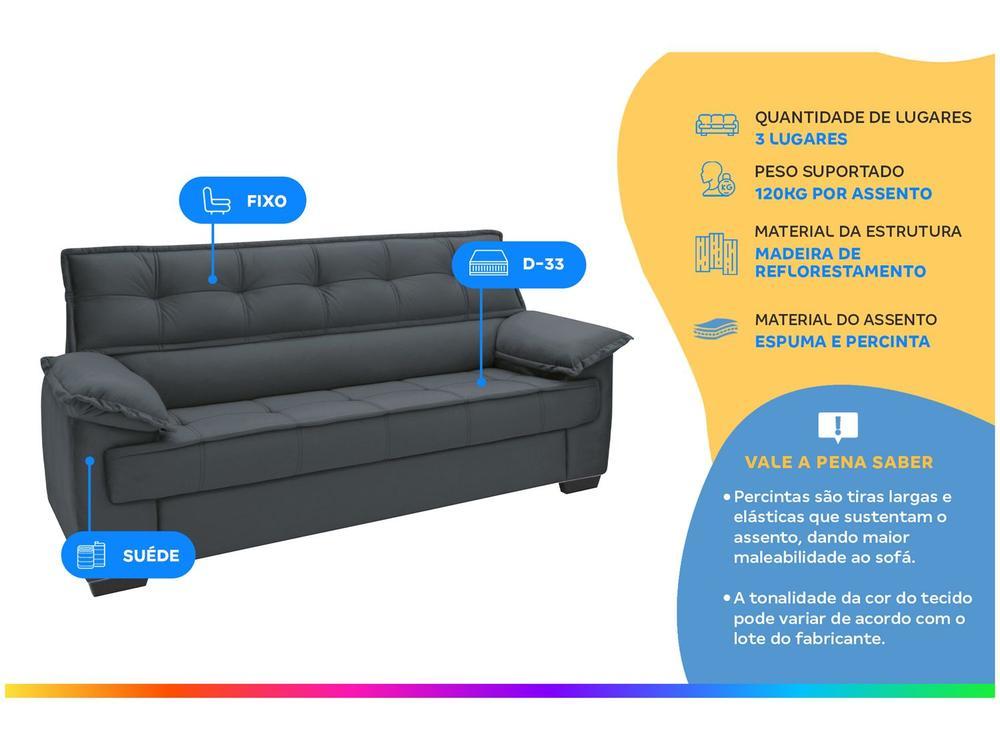 Sofá 3 Lugares Suéde Lisboa Linoforte - 2