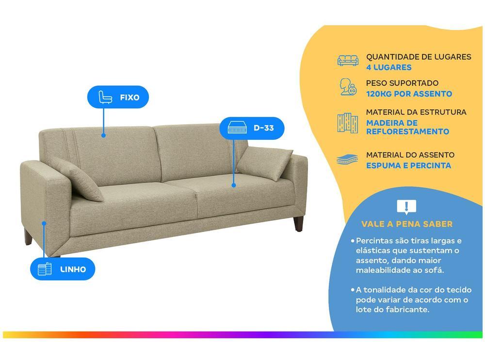 Sofá 4 Lugares Linho Lyon A2 Linoforte - 2