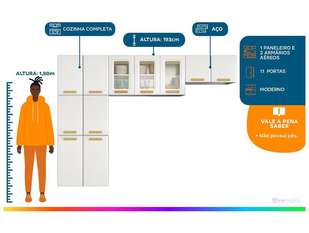 Armário de Cozinha Compacta Telasul Ágata 11 Portas de Aço - 2