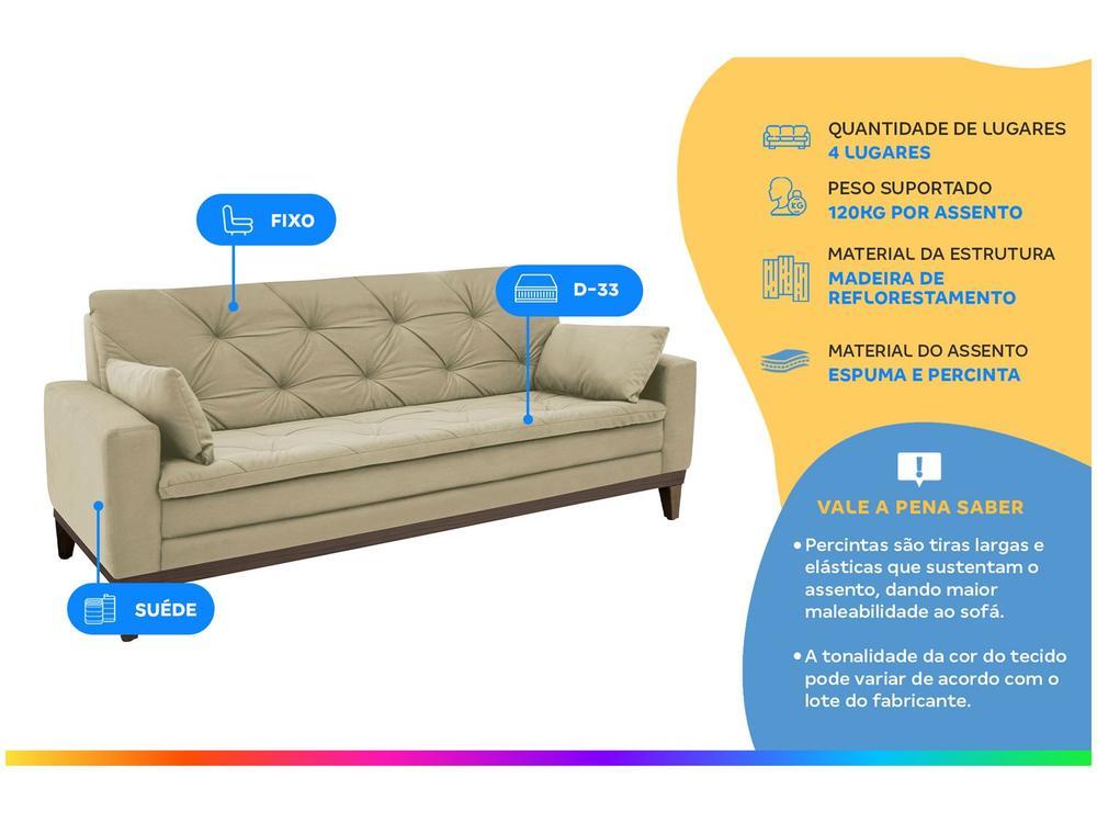 Sofá 4 Lugares Suede Vivaldi Linoforte - 2