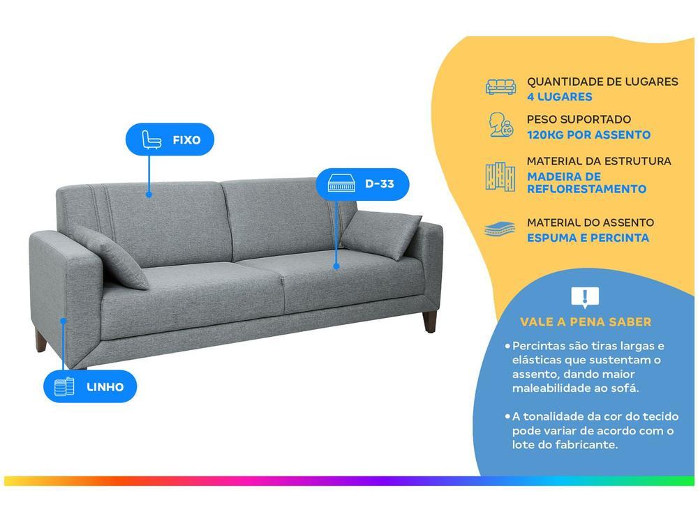Sofá 4 Lugares Linho Lyon A2 Linoforte - 2
