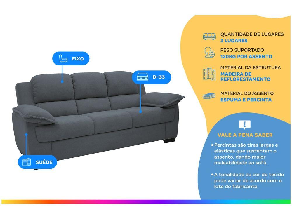 Sofá 3 Lugares Suede Carmel Linoforte - 2