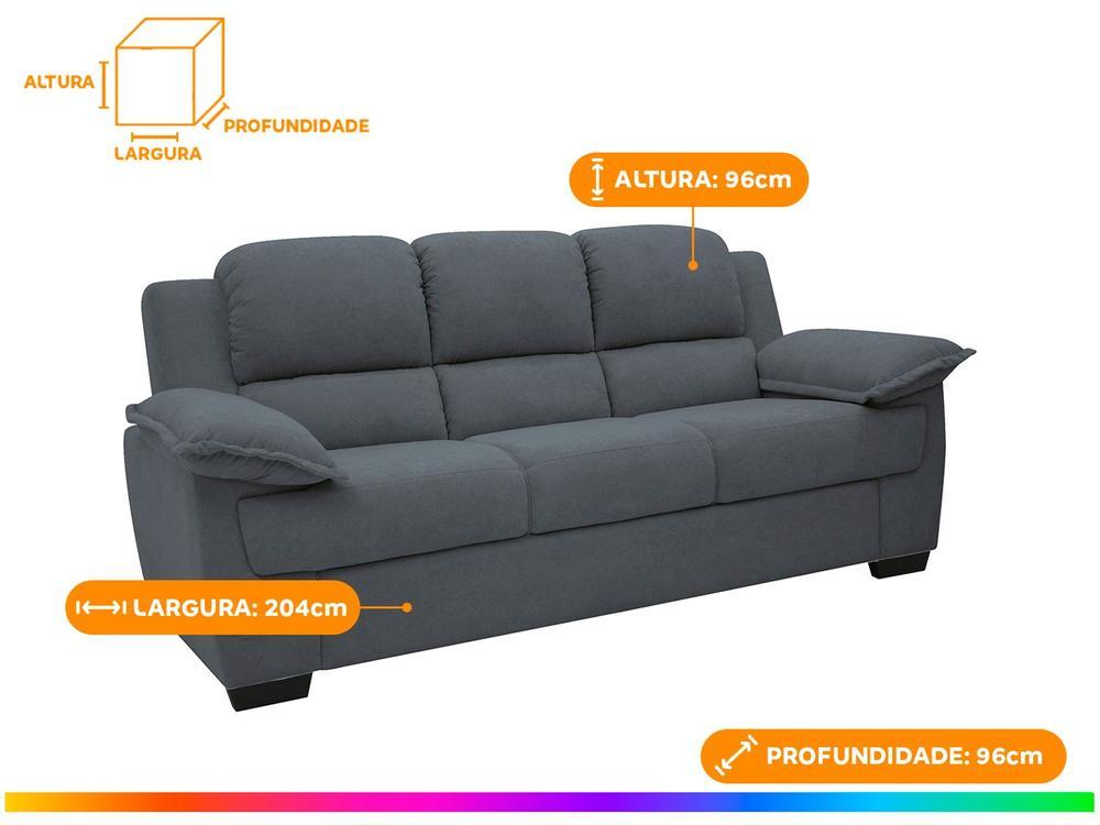 Sofá 3 Lugares Suede Carmel Linoforte - 4