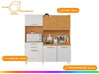 Armário de Cozinha Compacta Aramóveis Selena com Balcão 6 Portas 2 Gavetas - 3