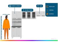 Armário de Cozinha Compacta Telasul Cristal 9 Portas de Aço - 2