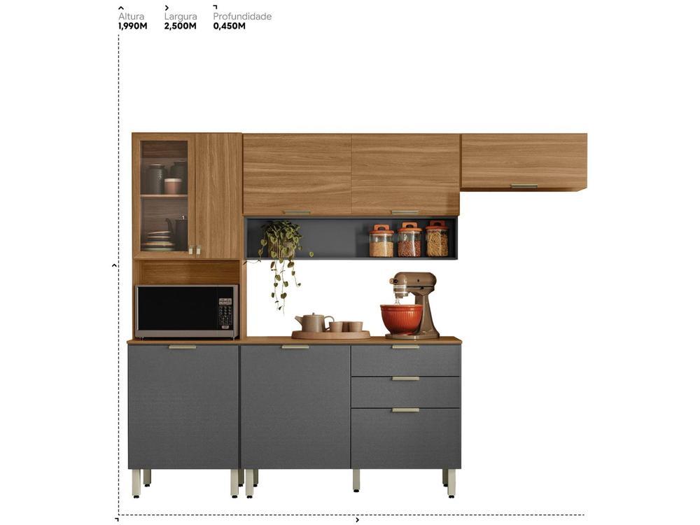 Armário de Cozinha Compacta Demóbile Alba com Balcão 8 Portas 2 Gavetas - 2