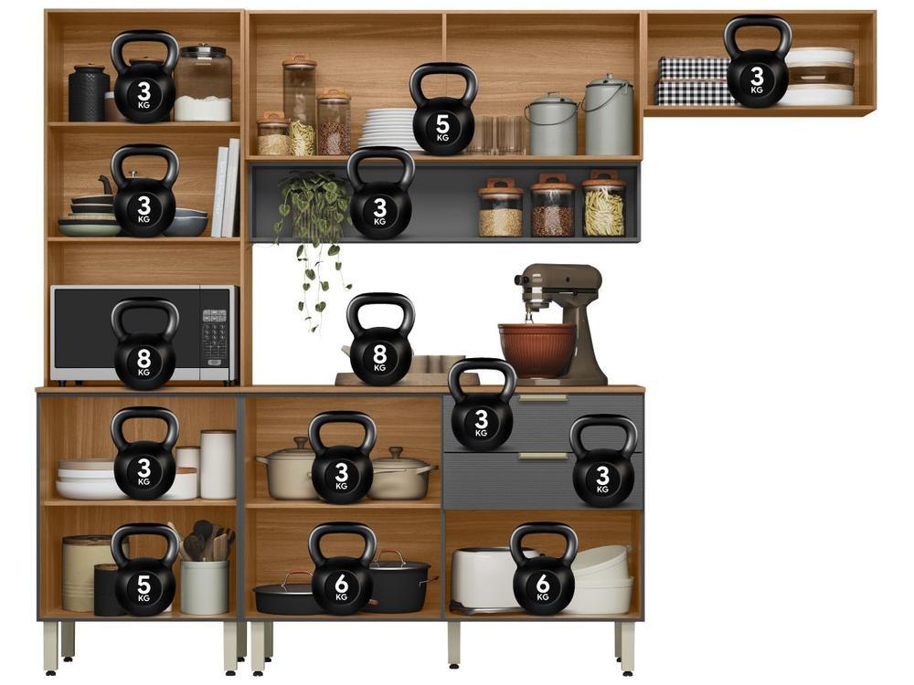 Armário de Cozinha Compacta Demóbile Alba com Balcão 8 Portas 2 Gavetas - 3