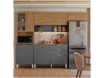 Armário de Cozinha Compacta Demóbile Alba com Balcão 8 Portas 2 Gavetas