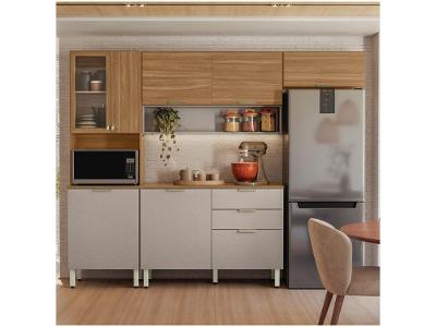 Armário de Cozinha Compacta Demóbile Alba com Balcão 8 Portas 2 Gavetas