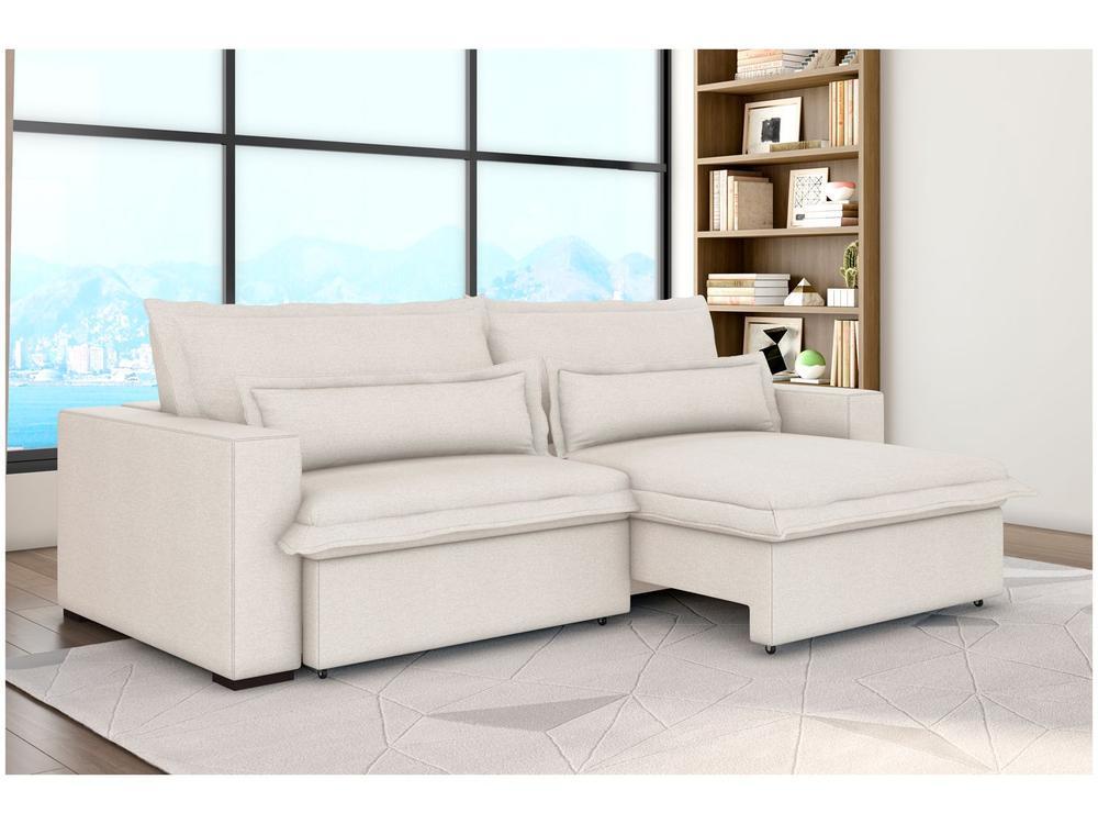 Sofá 4 Lugares Retrátil Reclinável Bouclé Mediterrâneo Bergamo Flexforma Estofados - 1
