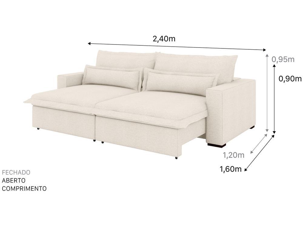 Sofá 4 Lugares Retrátil Reclinável Bouclé Mediterrâneo Bergamo Flexforma Estofados - 3
