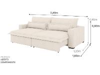 Sofá 4 Lugares Retrátil Reclinável Bouclé Mediterrâneo Bergamo Flexforma Estofados - 3