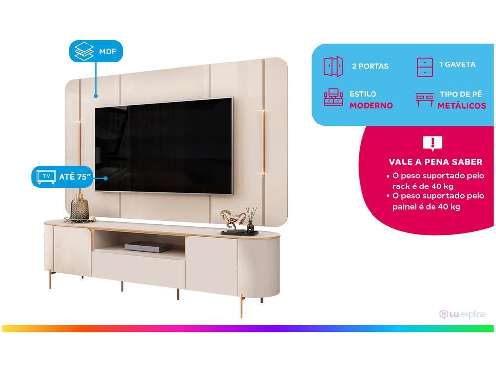 Rack para TV até 75" 1 Gaveta 2 Portas DJ Móveis Areta - 2