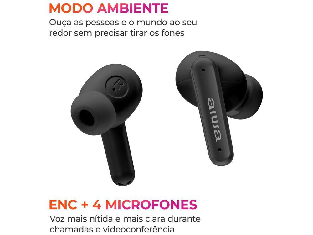 Fone de Ouvido Bluetooth Aiwa Eardbud AWS-EB-04-B com Microfone com Cancelamento de Ruído Intra-auricular True Wireless Preto - 4