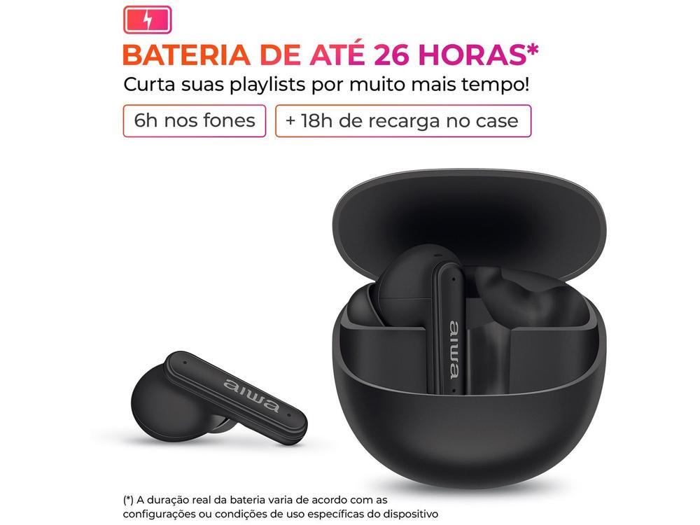 Fone de Ouvido Bluetooth Aiwa Eardbud AWS-EB-04-B com Microfone com Cancelamento de Ruído Intra-auricular True Wireless Preto - 5