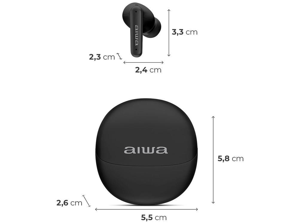 Fone de Ouvido Bluetooth Aiwa Eardbud AWS-EB-04-B com Microfone com Cancelamento de Ruído Intra-auricular True Wireless Preto - 9