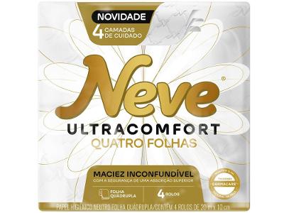 Papel Higiênico Folha Quádrupla Neve Ultracomfort 4 Rolos 20m