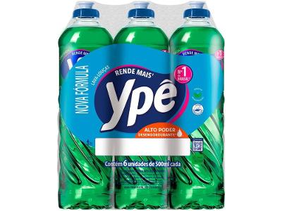 Detergente Líquido para Lava-louças Ypê Limão 500ml 6 Unidades