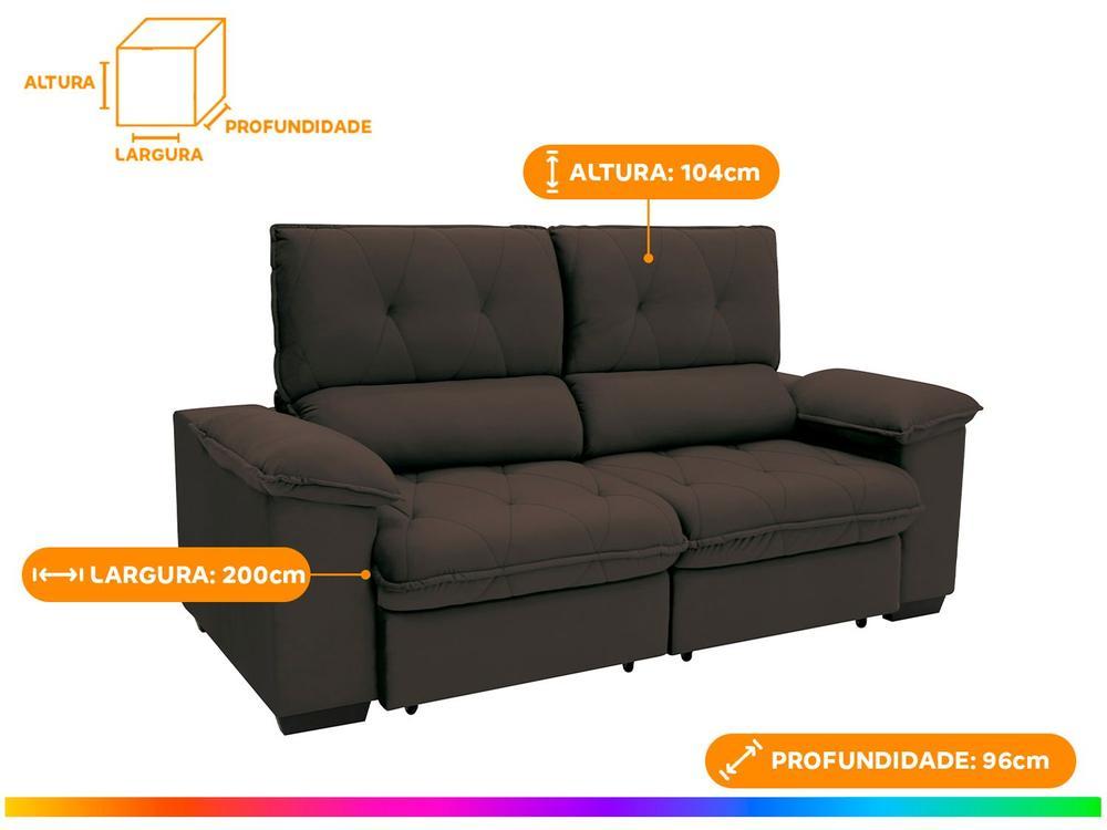 Sofá 3 Lugares Retrátil Reclinável Suede Hannover Linoforte - 3