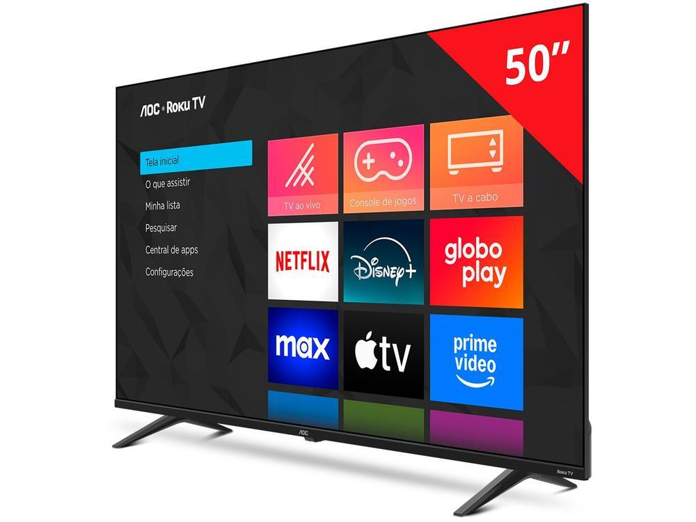 Smart TV 50" AOC 4K DLED 50U7045/78G Roku TV Quad Core 3 HDMI - 4