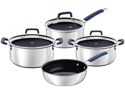 Jogo de Panelas Tramontina Revestimento Cerâmico Preto e Inox 4 Peças Romagna