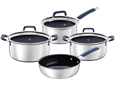 Jogo de Panelas Tramontina Revestimento Cerâmico Preto e Inox 4 Peças Romagna