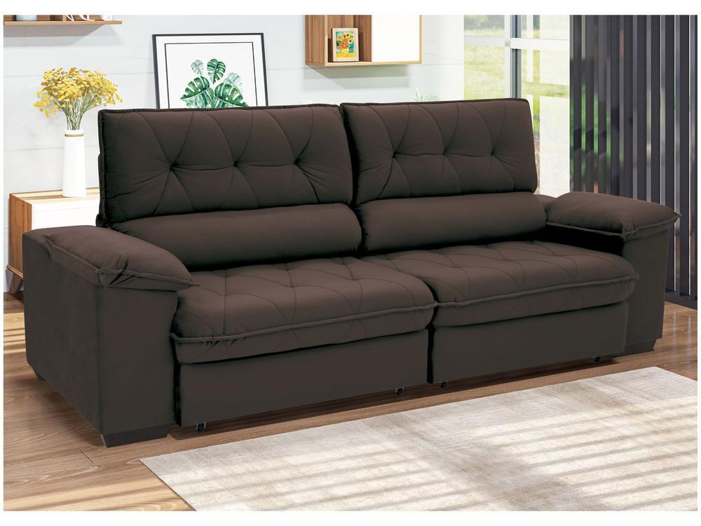 Sofá 4 Lugares Retrátil Reclinável Suede Hannover Linoforte - 1