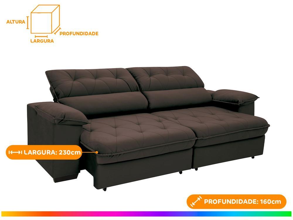 Sofá 4 Lugares Retrátil Reclinável Suede Hannover Linoforte - 4