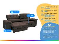 Sofá 4 Lugares Retrátil Reclinável Suede Hannover Linoforte - 2