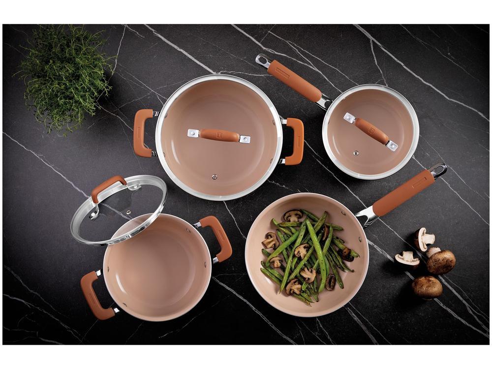 Jogo de Panelas Tramontina Revestimento Cerâmico Marfim e Inox 4 Peças Romagna - 2