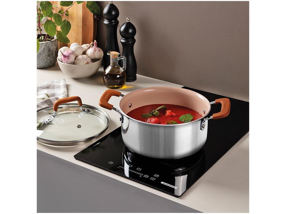 Jogo de Panelas Tramontina Revestimento Cerâmico Marfim e Inox 4 Peças Romagna - 3