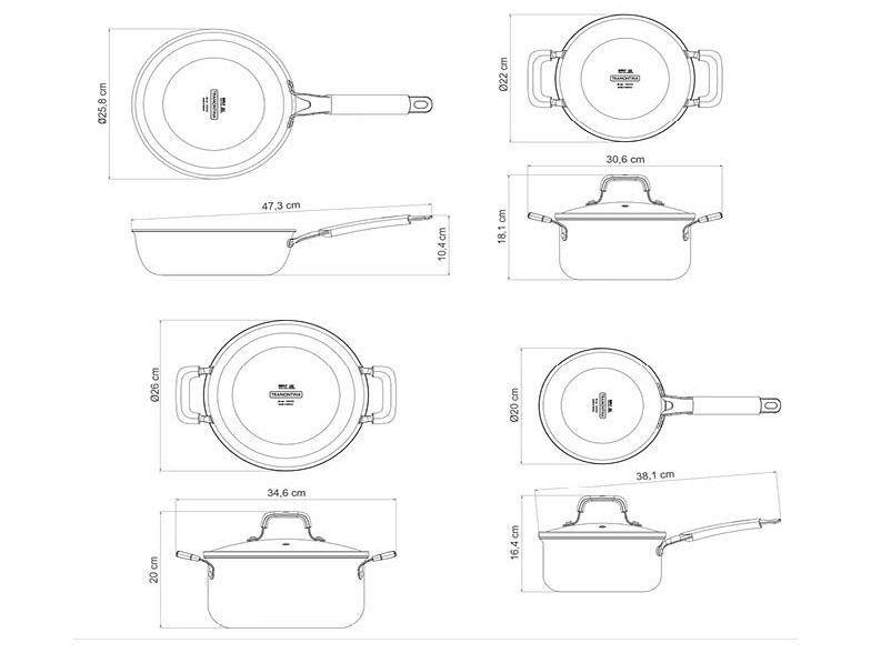 Jogo de Panelas Tramontina Revestimento Cerâmico Marfim e Inox 4 Peças Romagna - 9