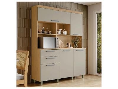 Armário de Cozinha Compacta Nesher Nobreza com Balcão 5 Portas 2 Gavetas 100% MDF