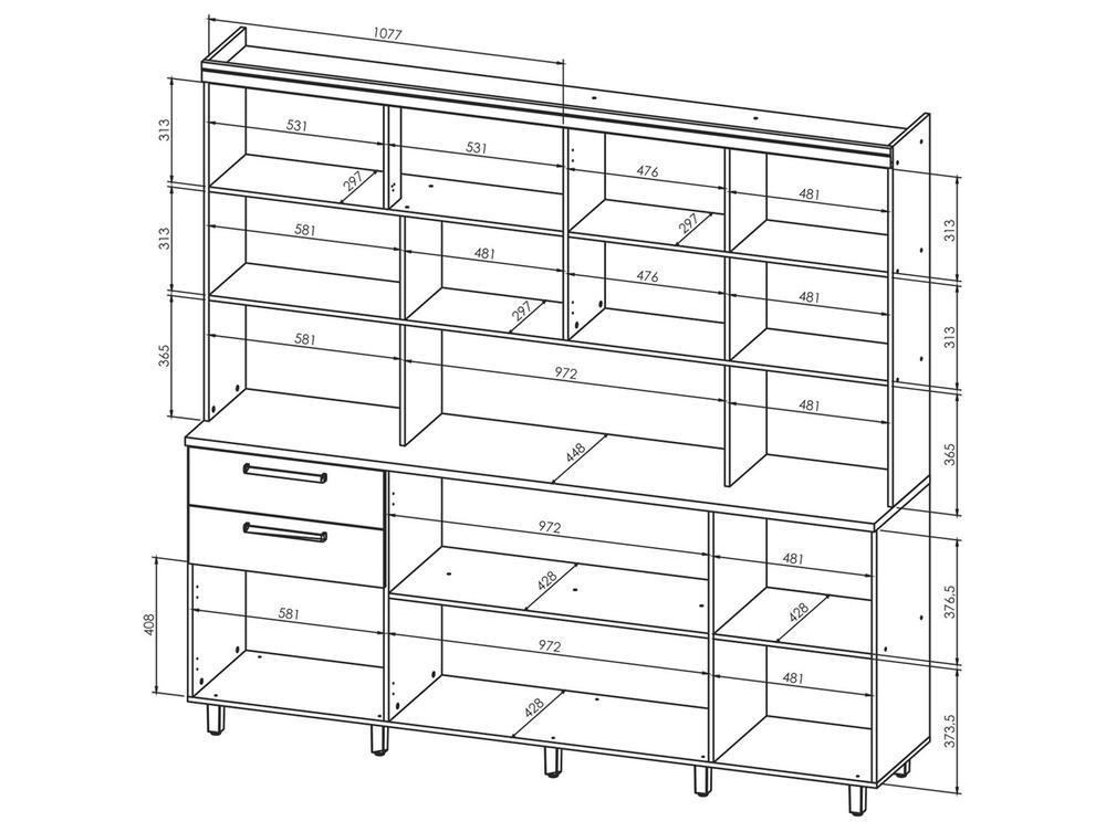 Armário de Cozinha Completa Nesher Nobreza com Balcão 7 Portas 2 Gavetas 100% MDF - 4