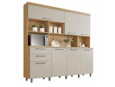 Armário de Cozinha Completa Nesher Nobreza com Balcão 7 Portas 2 Gavetas 100% MDF