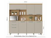 Armário de Cozinha Completa Nesher Nobreza com Balcão 7 Portas 2 Gavetas 100% MDF - 3