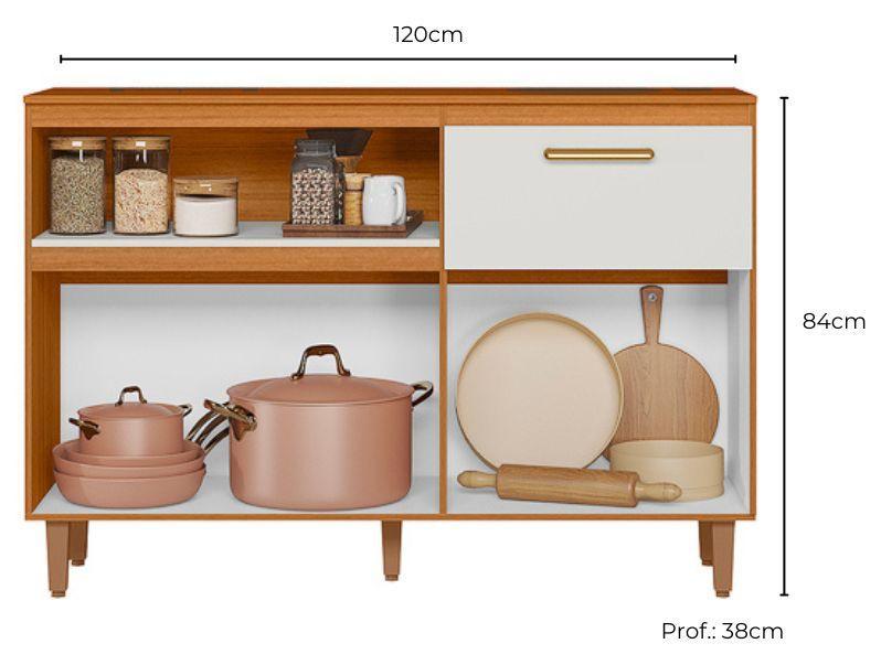 Balcão de Cozinha com Tampo Poliman Moveis 3 Portas 1 Gaveta - 2