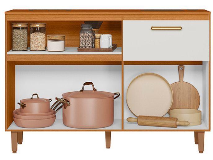 Balcão de Cozinha com Tampo Poliman Moveis 3 Portas 1 Gaveta - 4