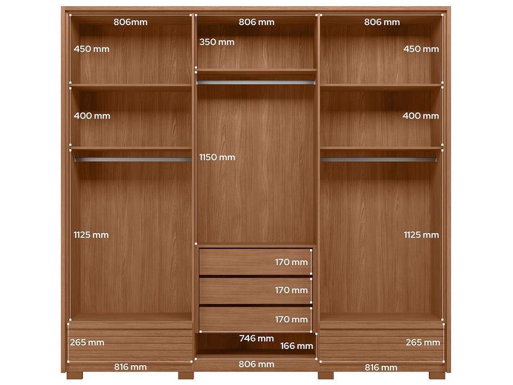 Guarda-roupa Casal 5 Gavetas 6 Portas Santos Andirá Democrata - 4