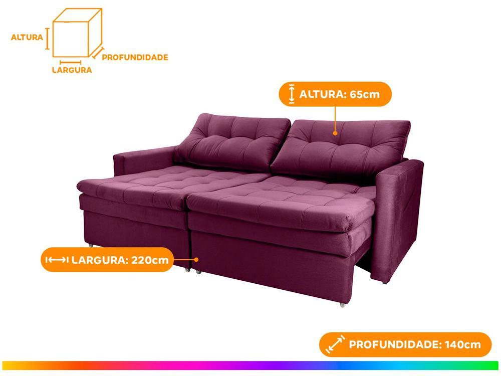 Sofá-cama Lugares Retrátil Bipartido Reclinável Veludo Matrix Nayla - 4