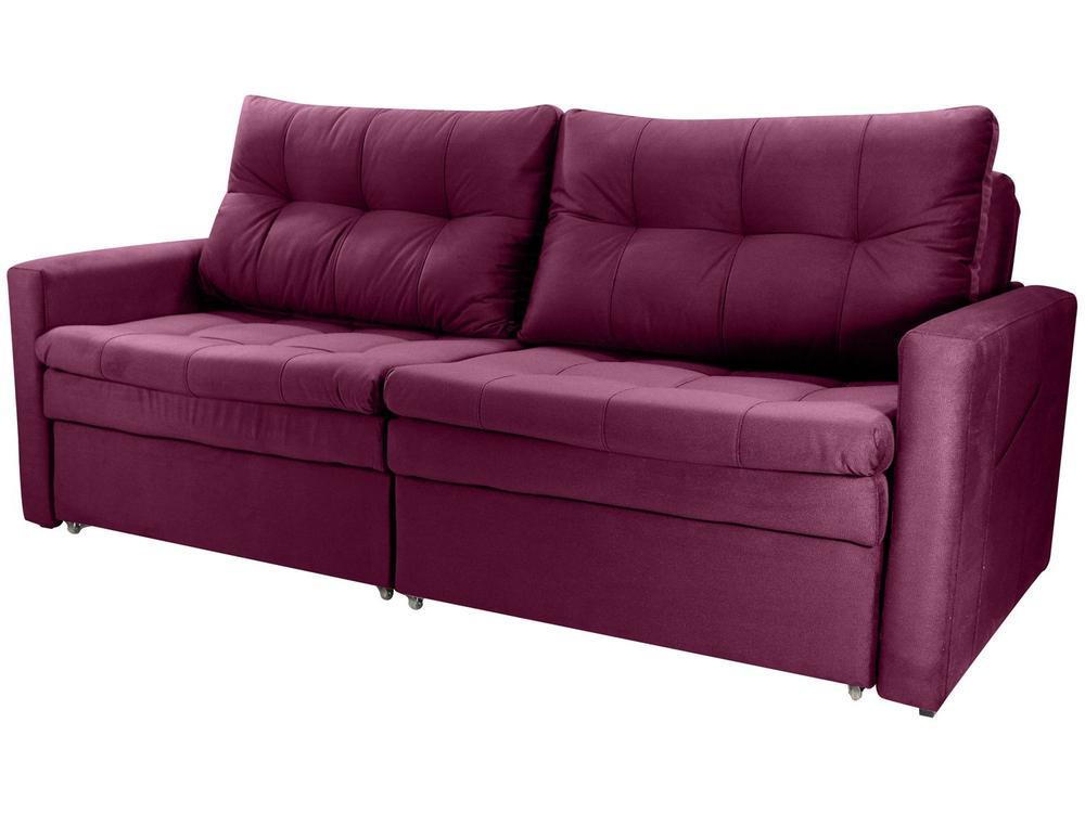 Sofá-cama Lugares Retrátil Bipartido Reclinável Veludo Matrix Nayla - 5