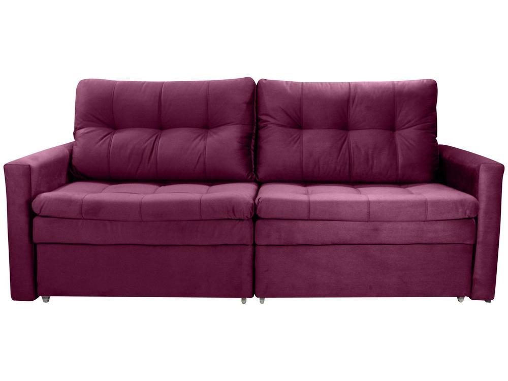 Sofá-cama Lugares Retrátil Bipartido Reclinável Veludo Matrix Nayla - 6
