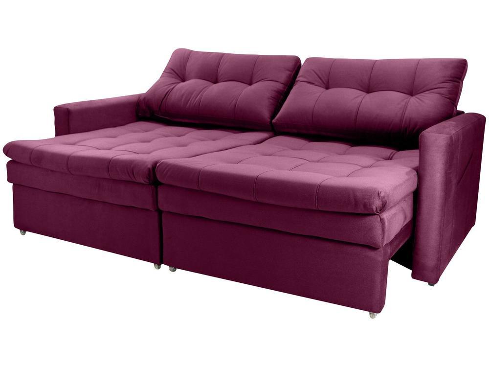 Sofá-cama Lugares Retrátil Bipartido Reclinável Veludo Matrix Nayla - 8