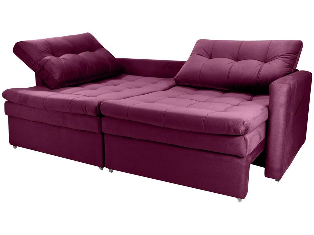 Sofá-cama Lugares Retrátil Bipartido Reclinável Veludo Matrix Nayla - 9