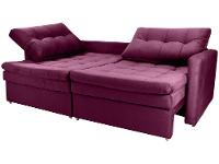 Sofá-cama Lugares Retrátil Bipartido Reclinável Veludo Matrix Nayla - 9