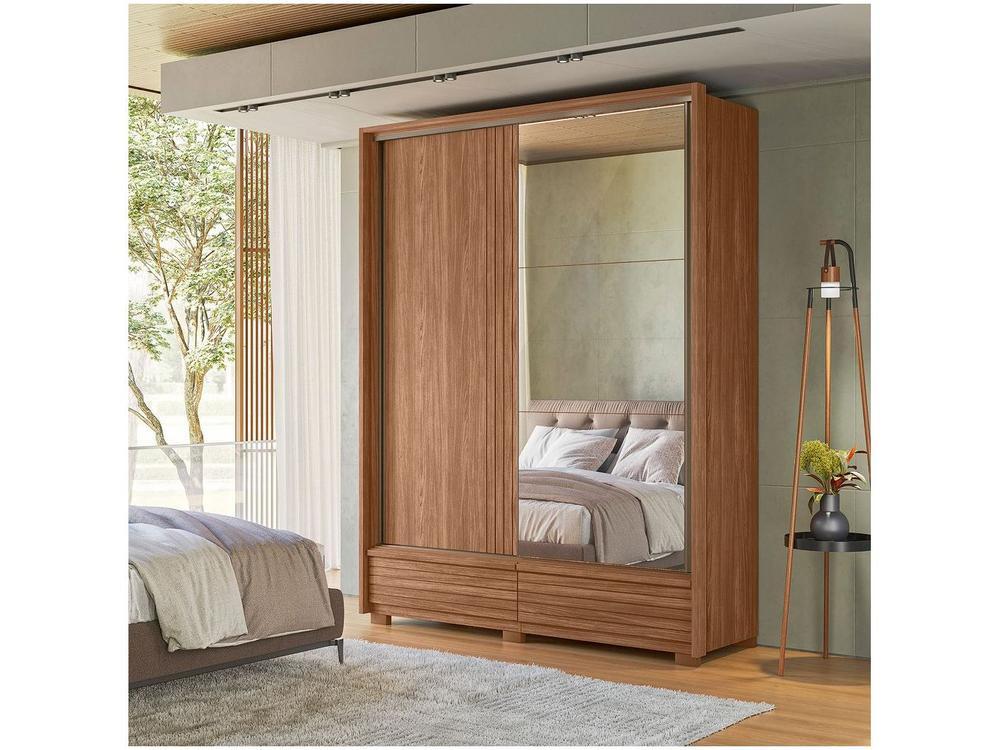 Guarda-roupa Solteiro com Espelho 4 Gavetas 2 Portas Santos Andirá Democrata - 1